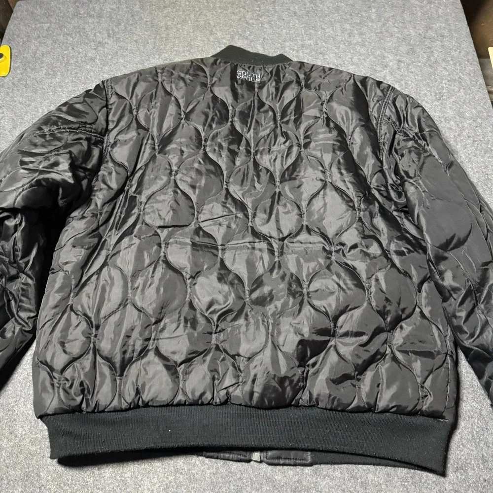 Southpole‎ Bomber Jacket XL Mens Black Reversible Quilted Streetwear Y2K Hip Hop